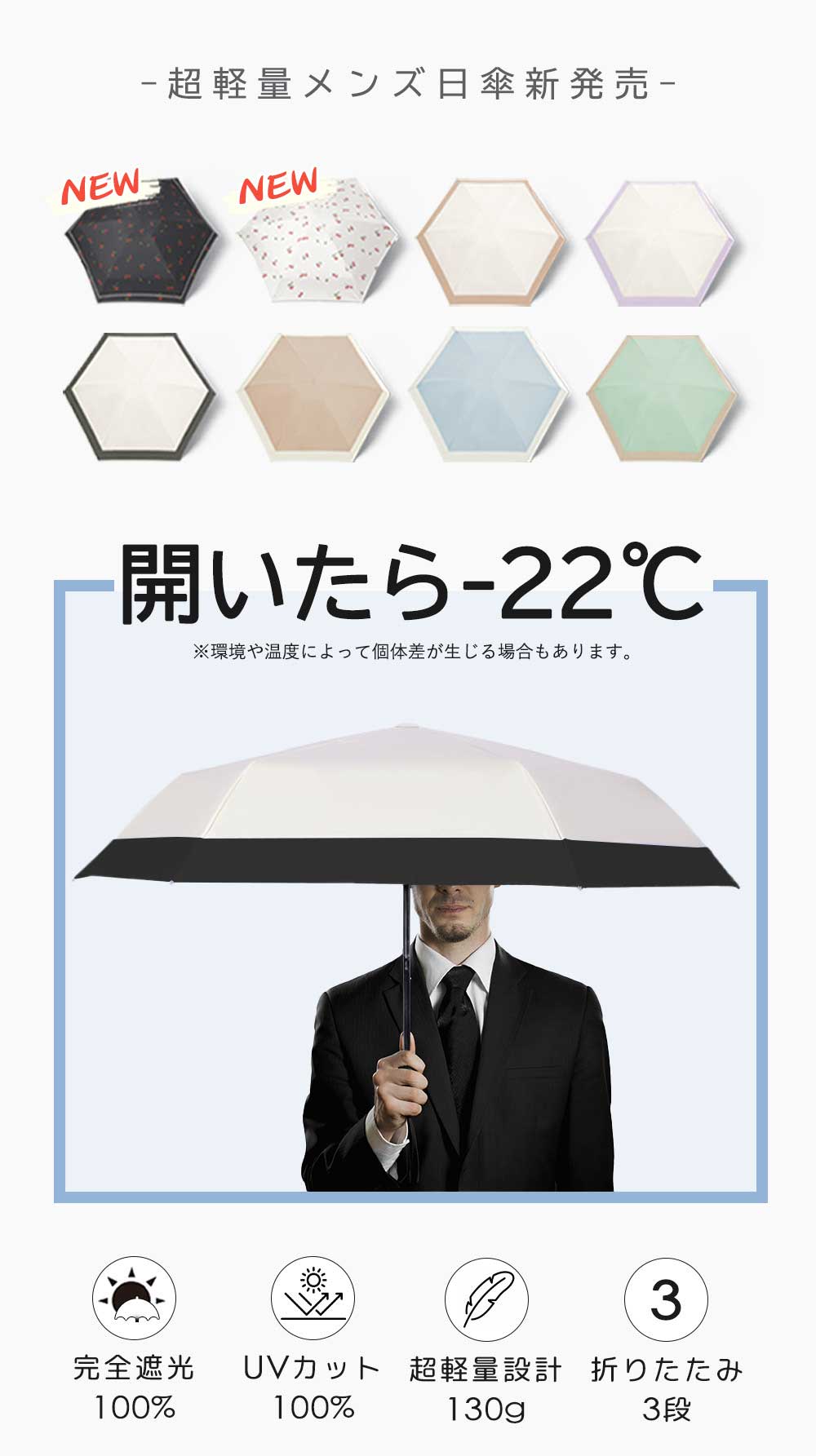 【日傘男子デビュー】おりたたみ傘 メンズ 晴雨兼用 傘 日傘 軽量 完全遮光 折りたたみ 傘 大きい 遮熱 遮光 コンパクト 耐風 男性 UVカット100% 撥水 雨傘 UPF50+ ギフト 超軽量 紫外線対策 6本骨 大きめ 暑さ対策 ユニセックス 軽い 通勤 日焼け対策 かっこいい ひんやり傘