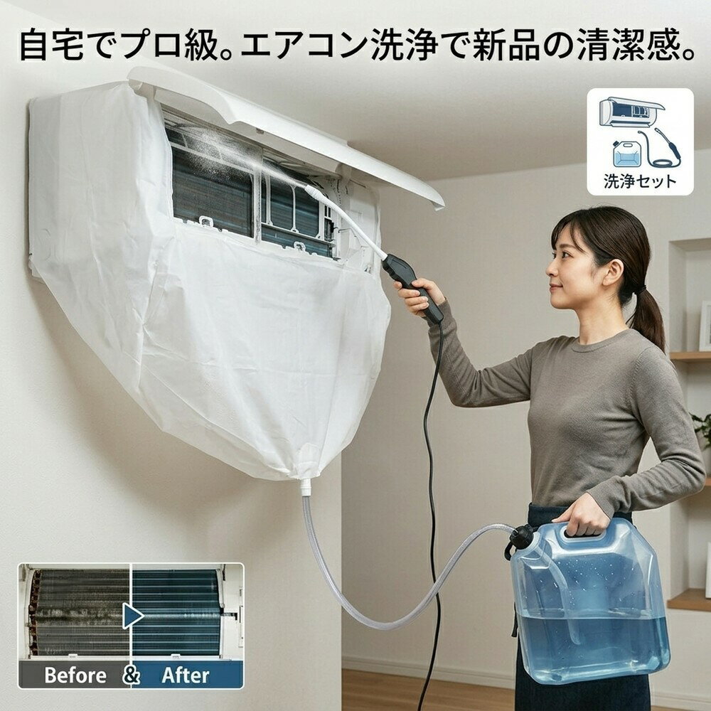 乐天商城 - 【プロ並み洗浄】 エアコン 掃除 カバー クーラー 洗浄シート 排水ホース付き クリーニング 洗浄カバー 水受け マジックテープ 装着簡単 壁掛け 天井カセット 兼用 カビ ニオイ 汚れ落とし 水飛沫防止 繰り返し 準備 お手入れ 初心者向け 日用品 大掃除