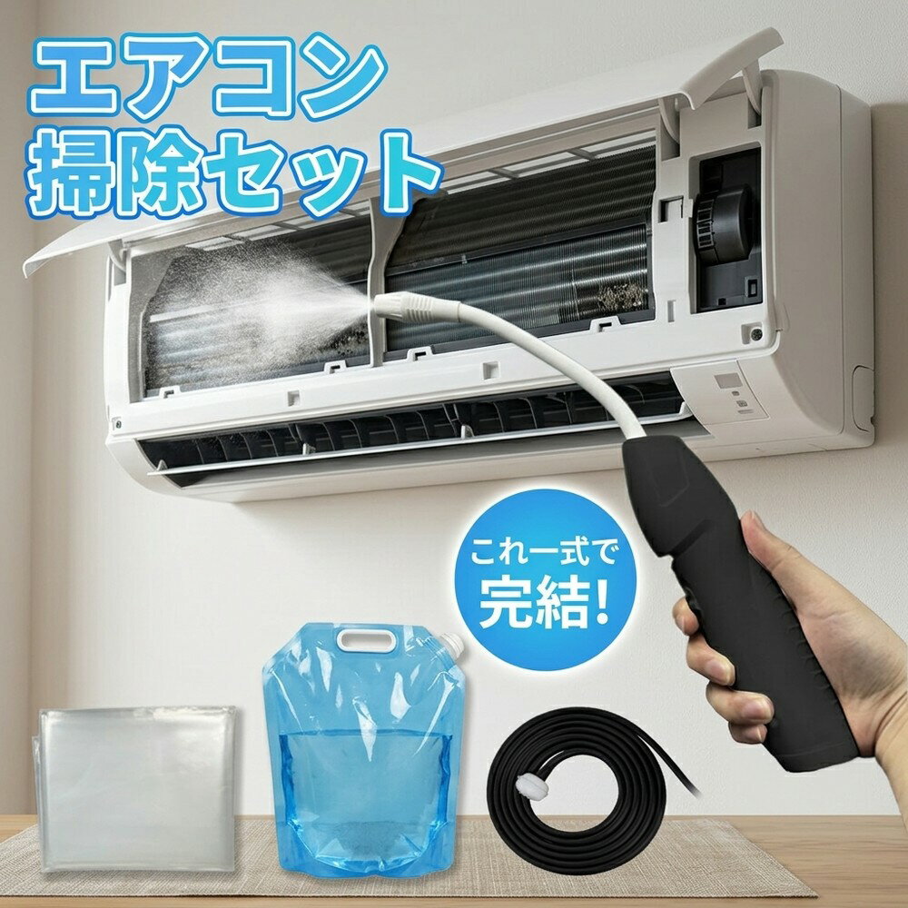 【これ一式で徹底洗浄】エアコン 洗浄セット 自分で 掃除 スプレー カビ 除去 フィルター クリーナ ...