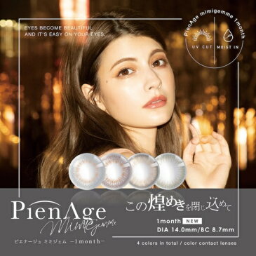 カラコン PienAge mimigemme 1month ピエナージュミミジェム マンスリー 2枚入り 一ヶ月 1ヶ月 1month ワンマンス 14.0mm カラーコンタクト カラーコンタクトレンズ 度あり 度なし UVカット マンスリー　送料無料