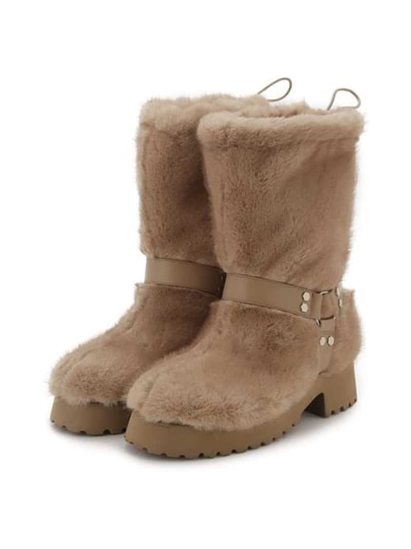 【SALE／50%OFF】ハーネスストラップファーブーツ(Hearts2Hearts着用) LILY BROWN リリーブラウン ファッション雑貨 その他のファッション雑貨 ブラウン ベージュ【RBA_E】【送料無料】[Rakuten Fashion]