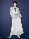 【LILY BROWN×MARY QUANT】ベルト付きドットチュールドレス LILY BROWN リリーブラウン ワンピース・ドレス ドレス ホワイト ブラッ...