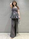 【WEB限定00サイズ】バルーンペプラムボンディングセットアップ LILY BROWN リリーブラウン トップス その他のトップス ブラック グレー ブラウン【...