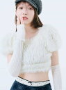 【WEB限定カラー】アームウォーマー付きフェザーヤーンコンパクトトップス LILY BROWN リリーブラウン トップス ニット ブラウン ブラック ホワイト【...