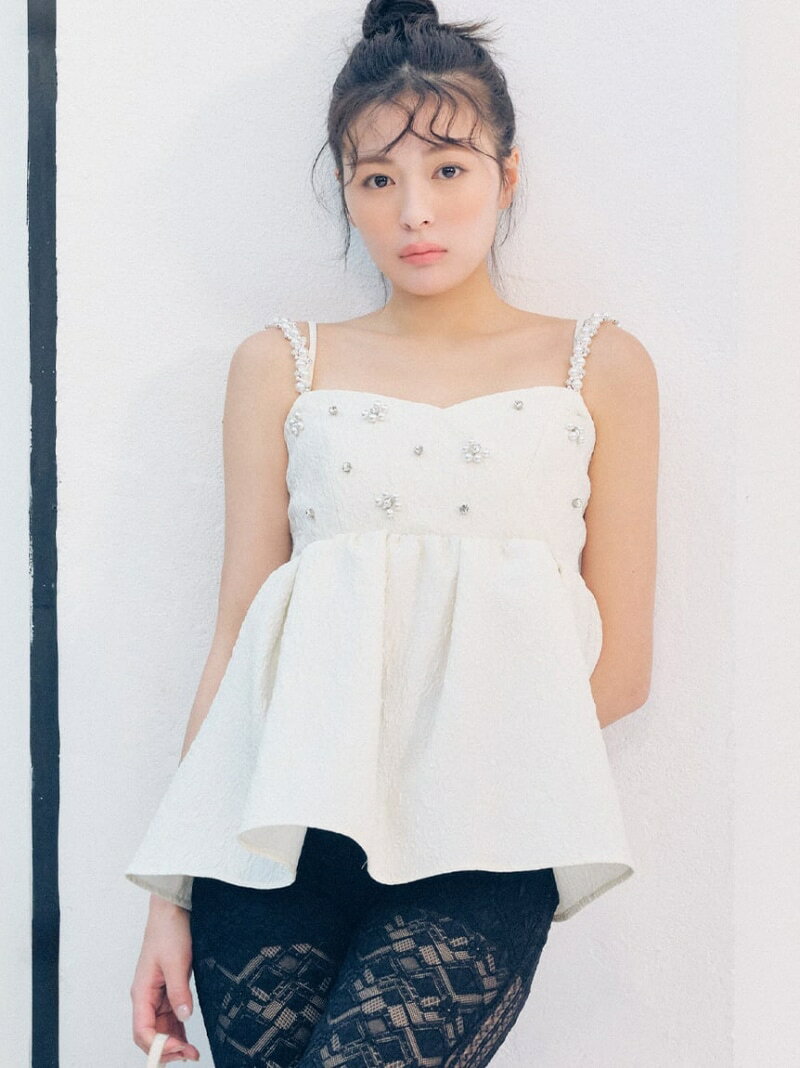 [L.B CANDY STOCK]ビッグリボンビジューペプラムトップス LILY BROWN リリーブラウン トップス シャツ・ブラウス ブラウン ブラック【送料無料】[Rakuten Fashion]