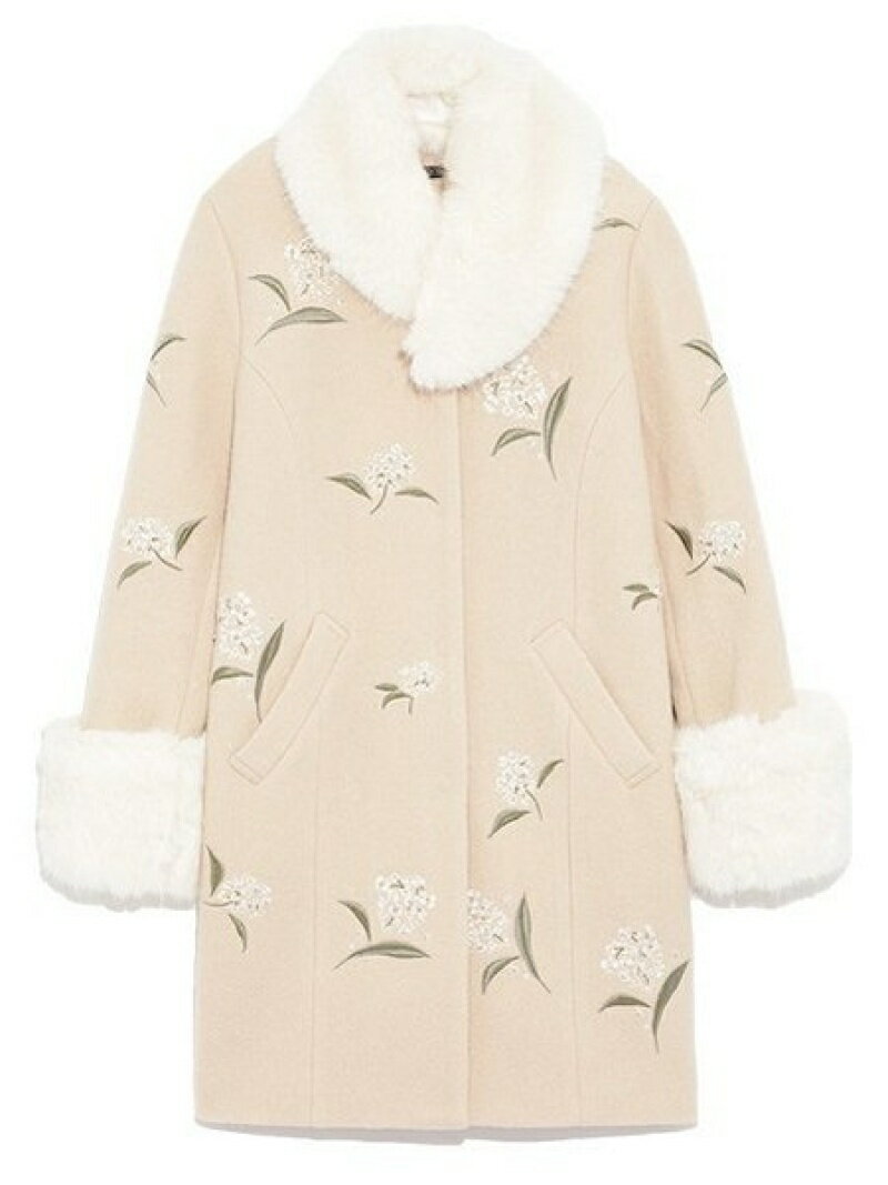 【SALE／52%OFF】フラワービジューコート LILY BROWN リリーブラウン ジャケット・アウター その他のジャケット・アウター ベージュ ピンク【RBA_E】【送料無料】[Rakuten Fashion]のサムネイル