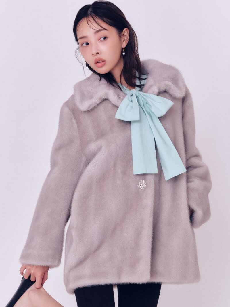 【限定カラー】【LILY BROWN×MARY QUANT】ビジュー釦ファーコート LILY BROWN リリーブラウン ジャケット・アウター その他のジャケット・アウター ブラウン ベージュ【先行予約】*【送料無料】[Rakuten Fashion]のサムネイル