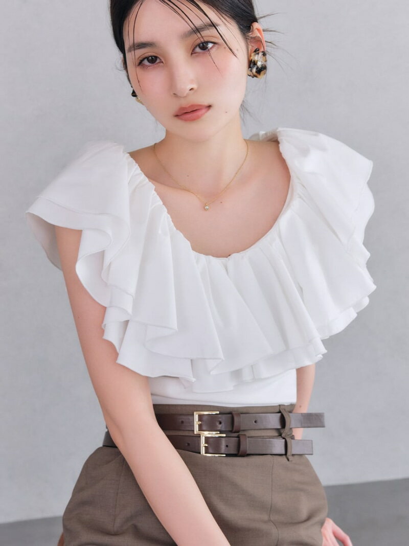 デコルテフリルカットトップス LILY BROWN リリーブラウン トップス カットソー・Tシャツ ブラック グレー ホワイト【送料無料】[Rakuten Fashion]のサムネイル