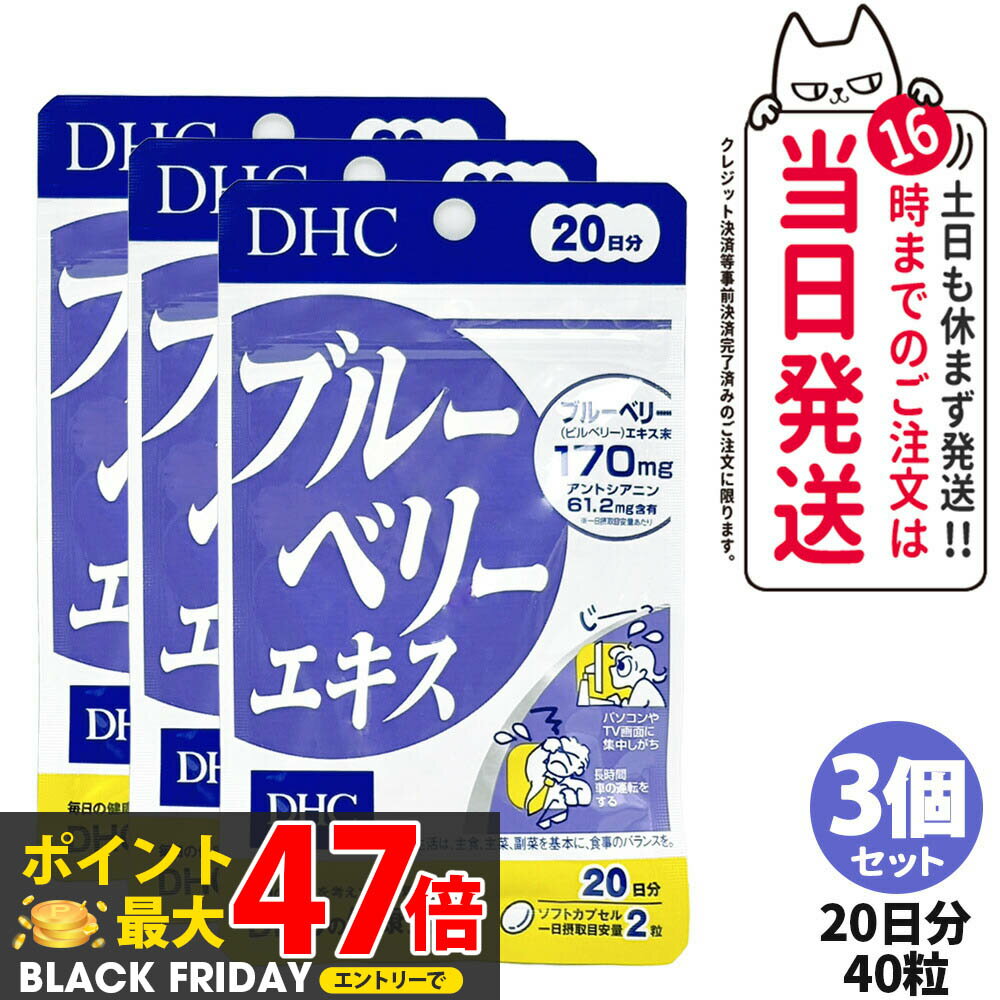 3個セット【賞味期限2027年】DHC ディーエイチシー ブルーベリーエキス 20日分 40粒 サプリメント 健康食品 栄養機能食品 健康サプリ 美容サプリ 健康応援 マルチサプリ 3個 送料無料