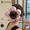 LILYSILK(リリーシルク) シュシュ シルク 太め ヘアゴム かわいい シルク100% ブランド 満開の花の形 ヘアアクセサリー 髪に優しい きれいめ 中...
