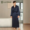 LILYSILK(リリーシルク) シルク ナイトガウン メンズ バスローブ ローブ ガウン ナイトウエア ルームウエア 寝間着 SS/S/M/L/LL 男性 紳...