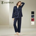LILYSILK リリーシルク シルク パジャマ レディース 長袖 かわいい 前開き 上下セット 最高級シルク100% ルームウエア 可愛い ナイトウエア 寝間...