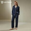 LILYSILK(リリーシルク) シルク パジャマ レディース 長袖 かわいい 前開き 上下セット 最高級シルク100% ルームウエア 可愛い ナイトウエア 寝間着 大きいサイズ 春夏秋冬 22匁シルク 北欧 送料無料 母の日 プレゼント ギフト