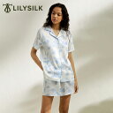 LILYSILK シルク パジャマ レディース 半袖 前開き ショートパンツ かわいい 上下セット シルク100% 春夏 シルク100% 北欧 送料無料 母の日...