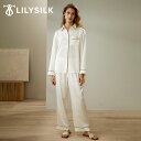 LILYSILK シルク パジャマ レディース 長袖 前開き おしゃれ 大きいサイズ かわいい 上下セット 長ズボン シルク100% 洗濯機で洗える 春夏 北欧 送料無料 母の日 プレゼント ギフト