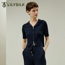 LILYSILK(リリーシルク) ニット カーディガン レディース ショート丈 半袖 ダブルファスナー フード付き きれいめ シルク混ウール 春 夏 秋 プレゼ...