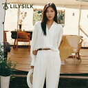 LILYSILK(リリーシルク) ブラウス レディース シルク Vネック ラペルカラー タイ付き おしゃれ 大きいサイズ ビジネス フォーマル ゆったり シルク...