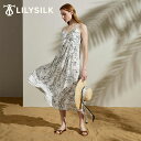 LILYSILK(リリーシルク) シルク ワンピース 春 きれいめ レディース 大きいサイズ カジュアル 春夏 フローラル Vネック ロング丈 白 キャミワンピ...
