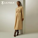 LILYSILK シルク ワンピース シャツワンピース レディース 長袖 夏 秋 フォーマル ベルト付き Aライン ロング 30匁シルク 優雅 無地 きれいめ ...