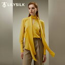LILYSILK(リリーシルク) シルク ブラウス レディース ボウタイ付き タイネック 長袖 夏 秋 イエロー カジュアル フォーマル おしゃれ シルク100...