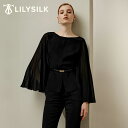 LILYSILK(リリーシルク) シルク ブラウス レディース ケープスタイル 長袖 夏 秋 黒 カジュアル フォーマル おしゃれ 30匁シルク100% 上質 ...