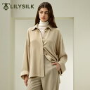 LILYSILK シルク ブラウス シャツ レディース 大きいサイズ オーバーサイズ 長袖 エレガント 30匁シルク 贅沢 厚手 ベージュ 黒 洗濯機で洗える ...
