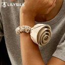 LILYSILK シルク ヘアゴム シュシュ ブランド かわいい ロゼット シャンパン 花の形 髪に優しい ヘアアクセサリー おしゃれ きれいめ 髪飾り ギフト...