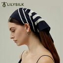 LILYSILK シルク スカーフ 大判 シルク100% 正方形 ストライプ ブランド おしゃれ きれいめ バッグ リリーシルクロゴ付き 通勤 万能なスカーフ ...