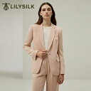 LILYSILK シルク ブレザー レディース ジャケット おしゃれ カジュアル フォーマル マホガニーローズ ピンク スリムフィット シングルボタン フェミニ...