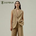 LILYSILK シルク リネン ブレザー レディース 春夏 ノースリーブ スーツ ベスト ビジネス フォーマル カジュアル 大きいサイズ トップスのみ おしゃ...