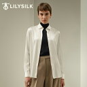 LILYSILK シルク シャツ レディース ブラウス 長袖 オフィス 春 夏 ストライプ おしゃれ フォーマル 白 ネイビー 仕事 カジュアル エレガント 伸...