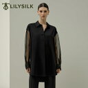 LILYSILK シルク ブラウス レディース 長袖 オフィス カジュアル 春 夏 秋 おしゃれ きれいめ 大きいサイズ オーバーサイズ シアー袖 透け感 ブラ...