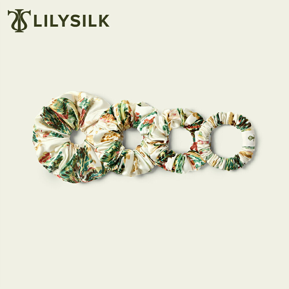 LILYSILK(リリーシルク) シュシュ シルク ヘアゴム ブランド セット 星座 プリント 大きめ 小さめ ヘアアクセサリー 髪に優しい かわいい きれいめ...