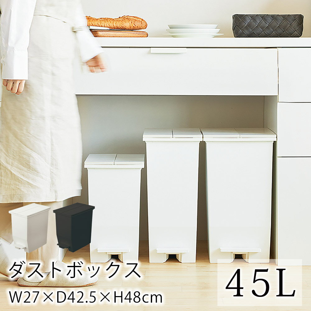 抗菌 防汚加工 ダストボックス 45L W27 D42.5 H48cm ゴミ箱 ごみ箱 フットペダル ペダル式 おしゃれ 分別 分別ダストボックス シンプル おしゃれ 北欧