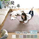 【廃盤のため大特価★20％OFF】 ラグ ラグマット 洗える 高反発 2層 約190×190cm（Mサイズ/約2畳相当）ニューカフカ 2…