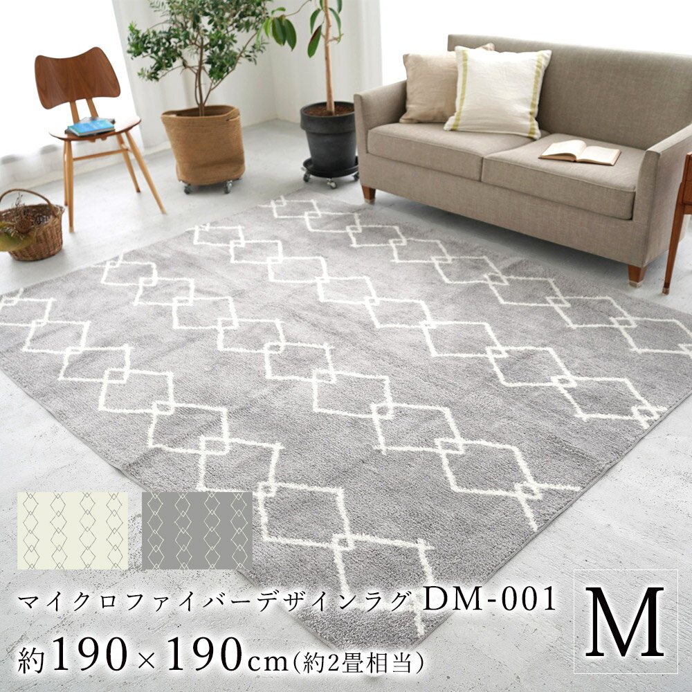 【MAX200円OFFクーポン！〜9/1 9:59】洗える マイクロファイバー デザインラグ DM-001 約190×190cm（Mサイズ/約2畳相当） ラグマット マット DICTUM おしゃれ 北欧 ベニワレン