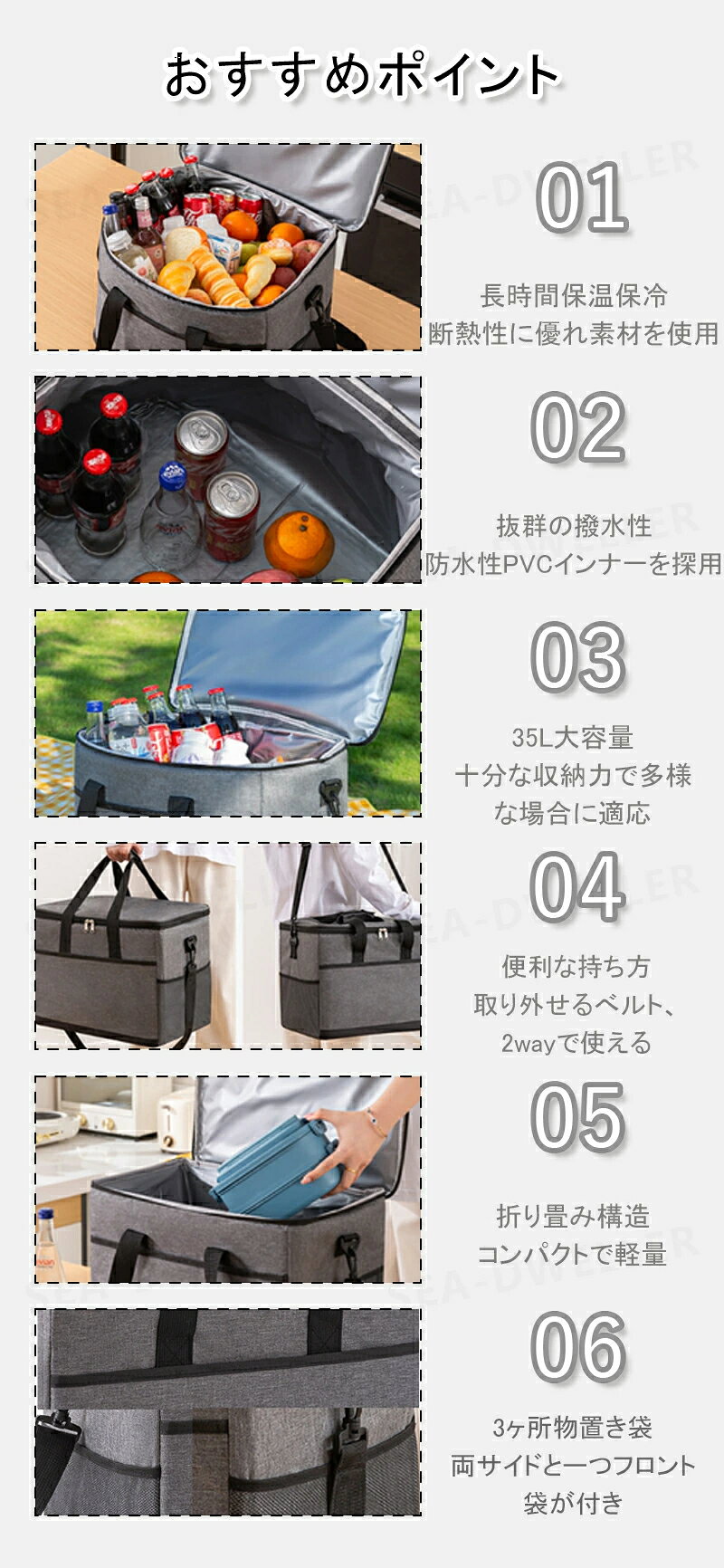 保温バッグ保冷バッグ クーラーバッグ 35L 大容量 クーラーバッグ 折りたたみ 4層...