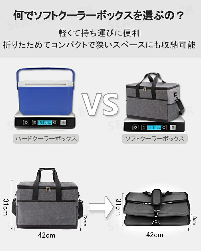 保温バッグ保冷バッグ クーラーバッグ 35L 大容量 クーラーバッグ 折りたたみ 4層...