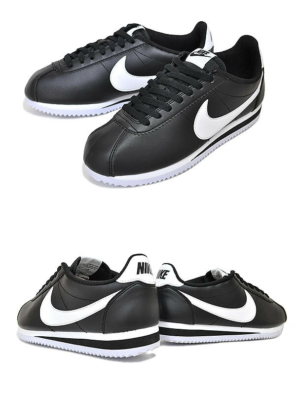 NIKE WMNS CORTEZ LEATHER black/white-wht 807471-010 ナイキ ウィメンズ コルテッツ レザー レディース スニーカー ブラック ホワイト