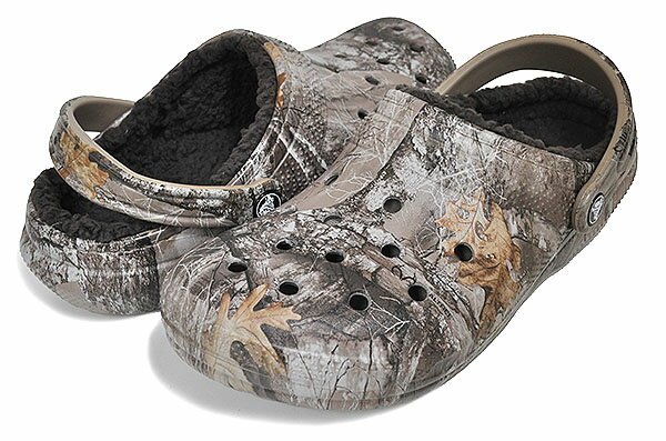 crocs CLASSIC LINED REALTREE EDGE CLOG CHOCO/CHOCO 205377-280 クロックス クラシック ラインド リアルツリーエッジ カモフラ 迷彩 ボア ライニング ヒールストラップ チョコ サンダル メンズ