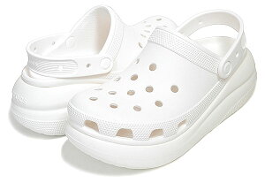 crocs CLASSIC CRUSH CLOG WHITE/BLANC 207521-100 クロックス クラシック クラッシュ クロッグ 厚底 プラットフォーム サンダル ミュール ホワイト