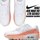 NIKE AIR MAX 90 LTR SE (GS) white/aura-lt madder root dm0956-100 RAINBOW SALMON ナイキ エアマックス 90 レザー ガールズ レディース スニーカー ホワイト ピンク