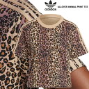 adidas ALLOVER ANIMAL PRINT TEE BLACK/MULTCO hk5185 アディダス アニマル総柄 Tシャツ レディース レオパード オリジナルス レギュラーフィット サステナブル 半袖Tシャツ トレフォイル