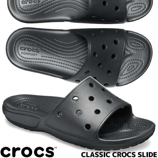 crocs CLASSIC CROCS SLIDE BLACK 206121-001 クロックス クラシック スライド ブラック サンダル レディース クロスライト 軽量