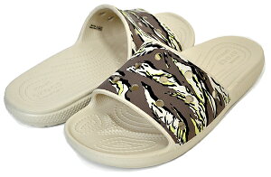 crocs CLASSIC CROCS PRINTED CAMO SILDE BONE 207280-2y2 クロックス クラシック カモプリント スライド サンダル タイガーカモ ボーン