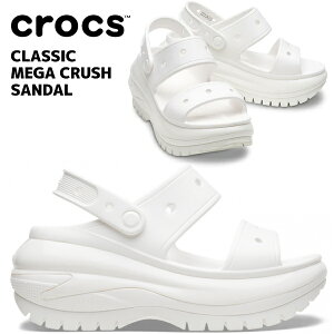 crocs CLASSIC MEGA CRUSH SANDAL WHITE 207989-100 クロックス クラシック メガクラッシュ サンダル 厚底 プラットフォーム スライド ミュール ホワイト