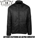 BEYOND CLOTHING A3 ALPHA SWEATER BLACK a3-0168-c10-blk ビヨンド クロージング A3 アルファ セーター ポーラテック アルファ ブラック ミッドレイヤー アウター Polartec Alpha 軽量 DWR 撥水 MILITALY