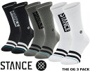 STANCE OG 3PACK WHITE BLACK GRAY a556c20og3-blw スタンスソックス オージー 3足パック 靴下 3足セット クルーソック ホワイト グレー ブラック