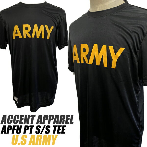 ACCENT APPAREL APFU PT S/S TEE U.S ARMY アクセントアパレル U.S.アーミー フィジカル トレーニング ショートスリーブ Tシャツ ブラック 半袖 t-shirt