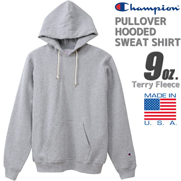 Champion PULLOVER HOODED SWEAT SHIRT 9oz. MADE IN USA OXFORD GREY c5-p...